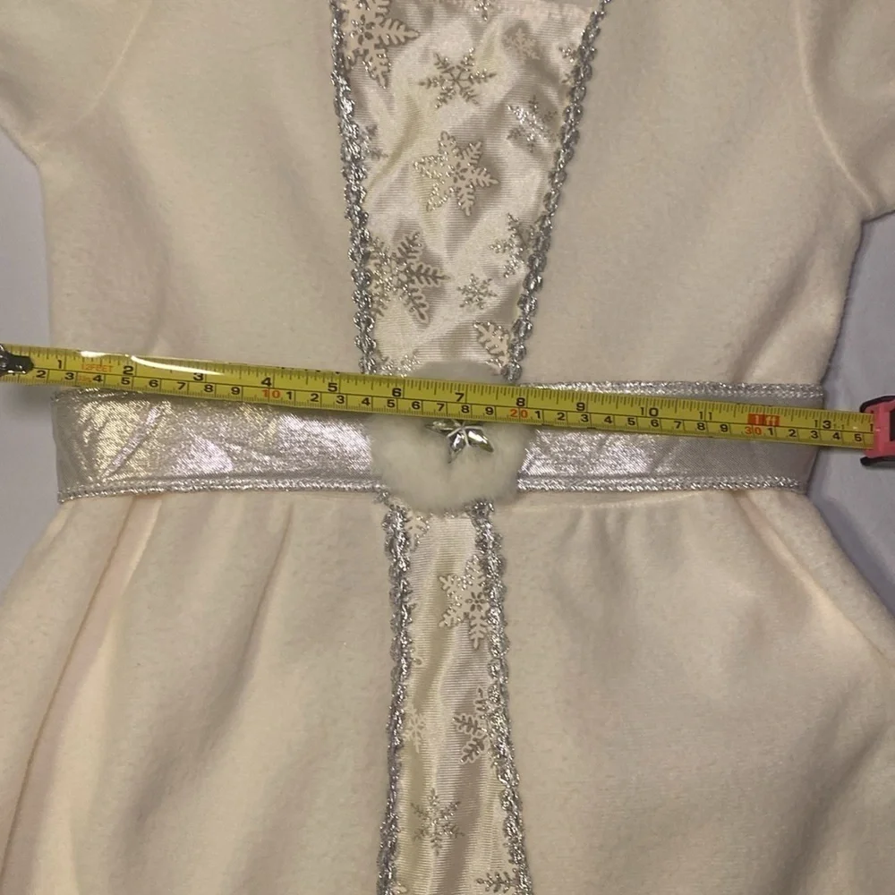 Snow Queen Cream and Silver Kids 2-Piece Costume Size Large 10-12 EUC